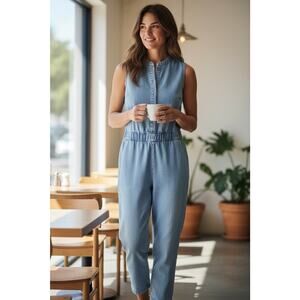 Woven By Synergy Sleeveless Blue Jumpsuit Large